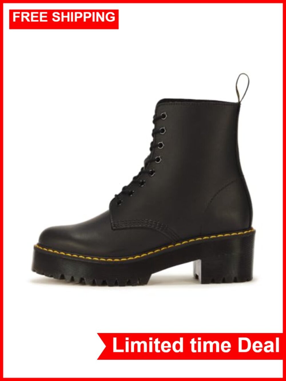 Dr Martens Sanguine 8 Eye Heeled Combat Boot PU Leather Lace Up